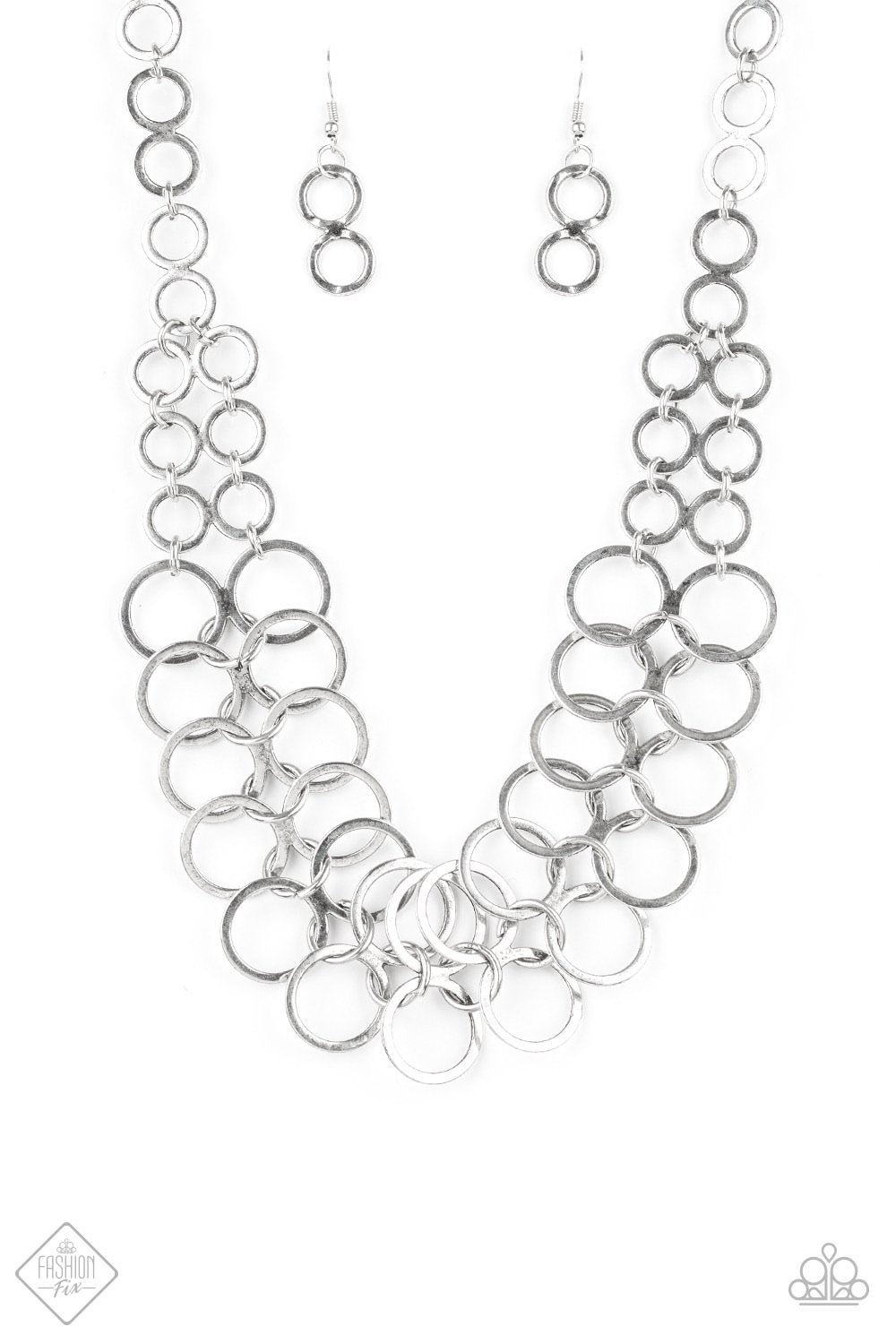 Metro Maven Silver Necklace - Paparazzi Accessories - lightbox -CarasShop.com - $5 Jewelry by Cara Jewels