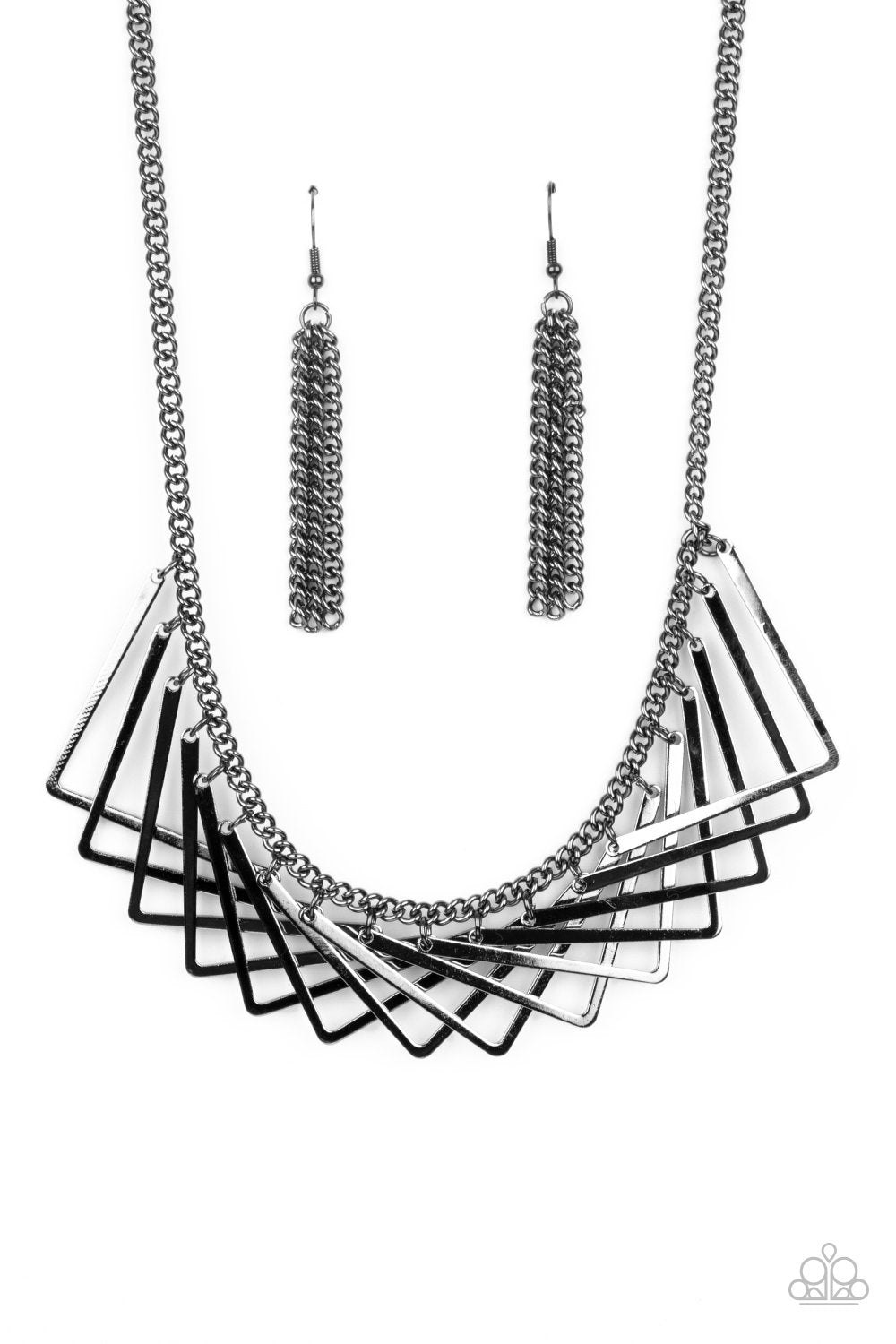 Metro Mirage Gunmetal Black Necklace - Paparazzi Accessories- lightbox - CarasShop.com - $5 Jewelry by Cara Jewels