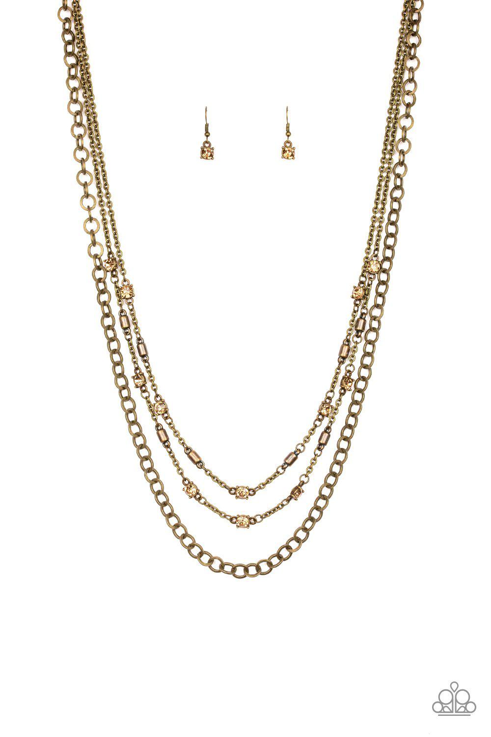 Metro Mixer Brass Necklace - Paparazzi Accessories - lightbox -CarasShop.com - $5 Jewelry by Cara Jewels