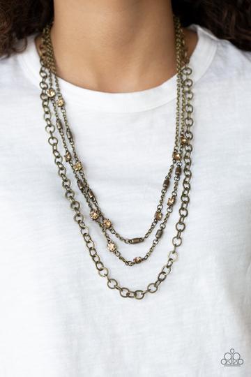 Metro Mixer Brass Necklace - Paparazzi Accessories - lightbox -CarasShop.com - $5 Jewelry by Cara Jewels