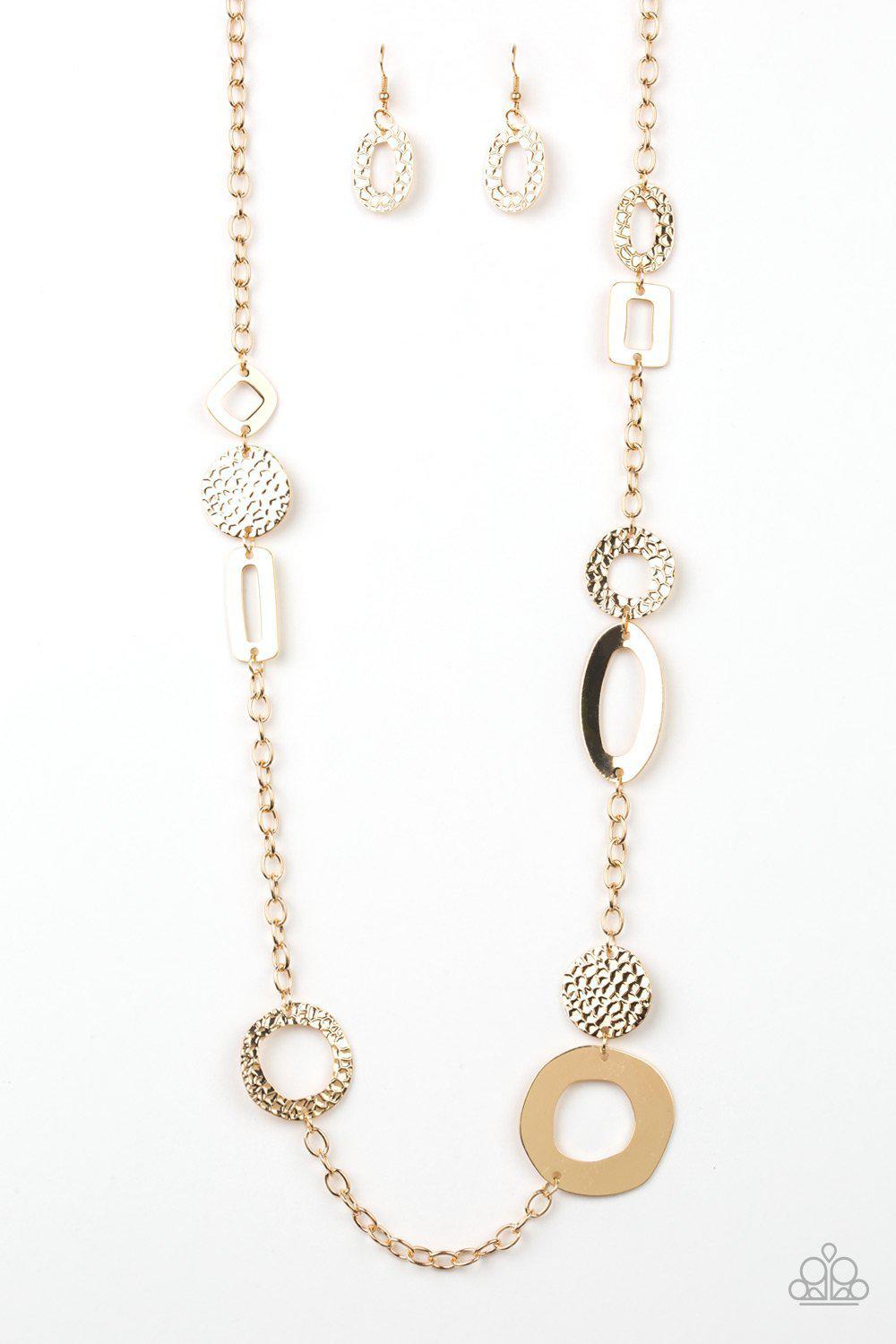 Metro Scene Gold Necklace - Paparazzi Accessories-CarasShop.com - $5 Jewelry by Cara Jewels