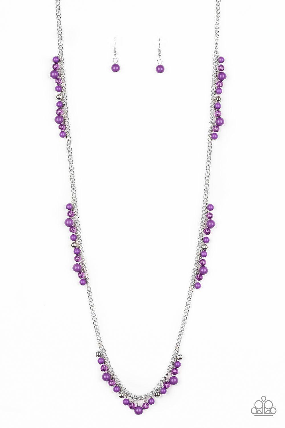 Miami Mojito Purple and Silver Necklace - Paparazzi Accessories - lightbox -CarasShop.com - $5 Jewelry by Cara Jewels