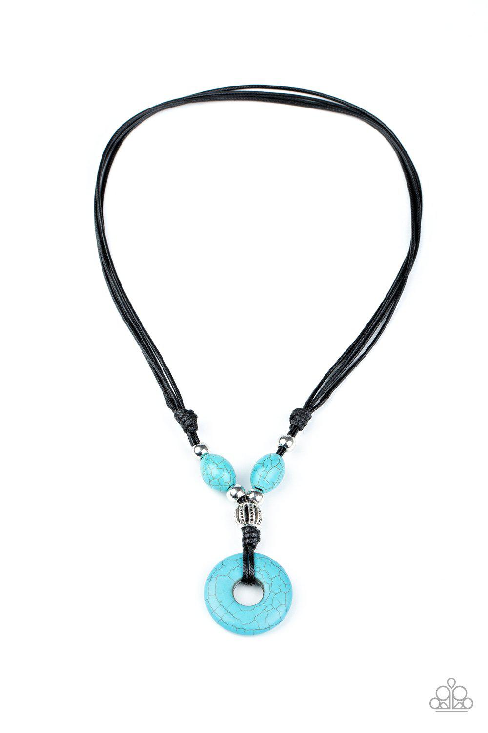Middle Earth Turquoise Blue Stone Urban Necklace - Paparazzi Accessories-CarasShop.com - $5 Jewelry by Cara Jewels