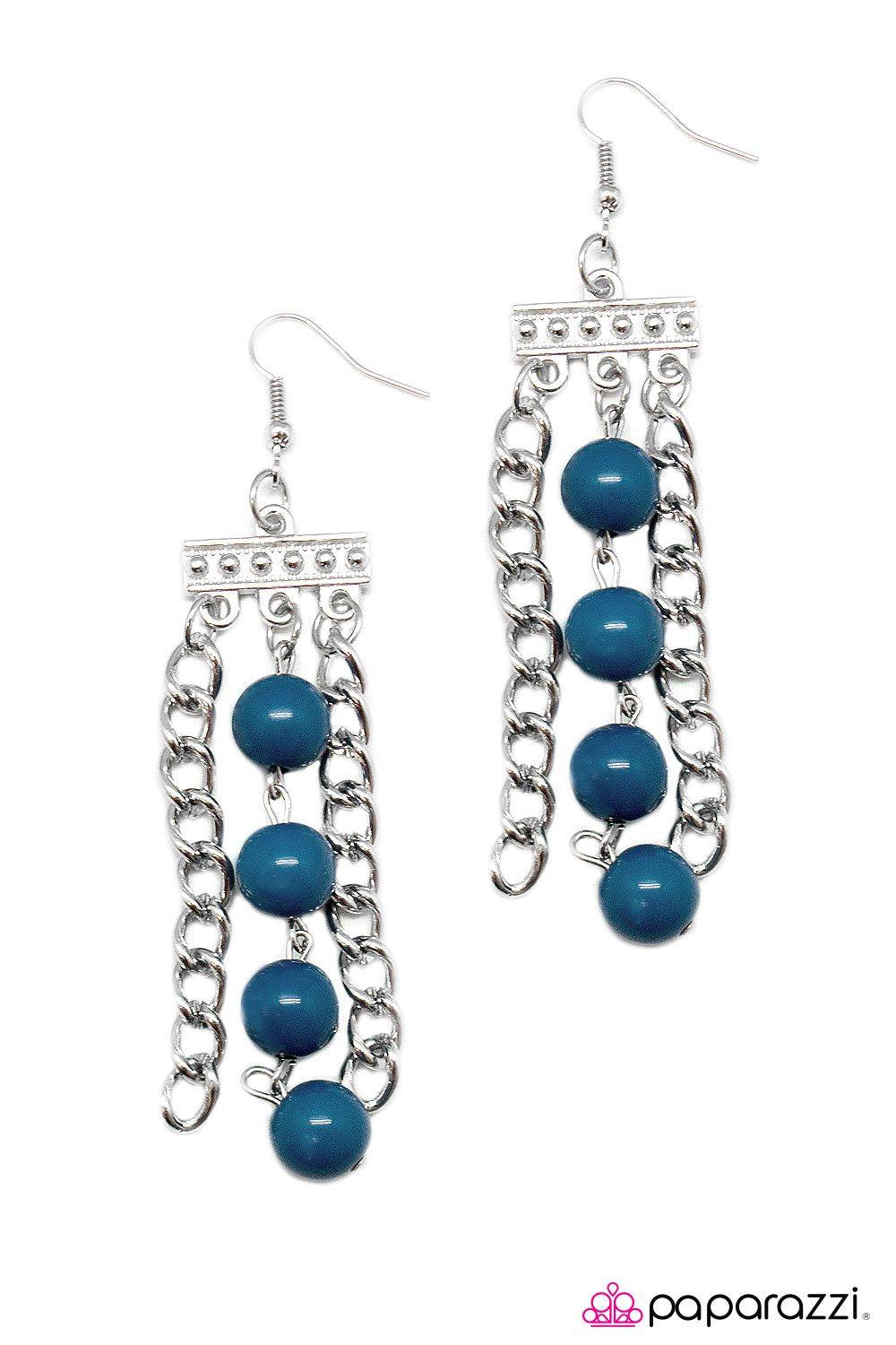 Middle Ground Blue Earrings - Paparazzi Accessories-CarasShop.com - $5 Jewelry by Cara Jewels