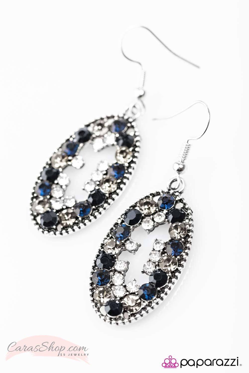 Midnight Mosaic Blue Gem Earrings - Paparazzi Accessories-CarasShop.com - $5 Jewelry by Cara Jewels