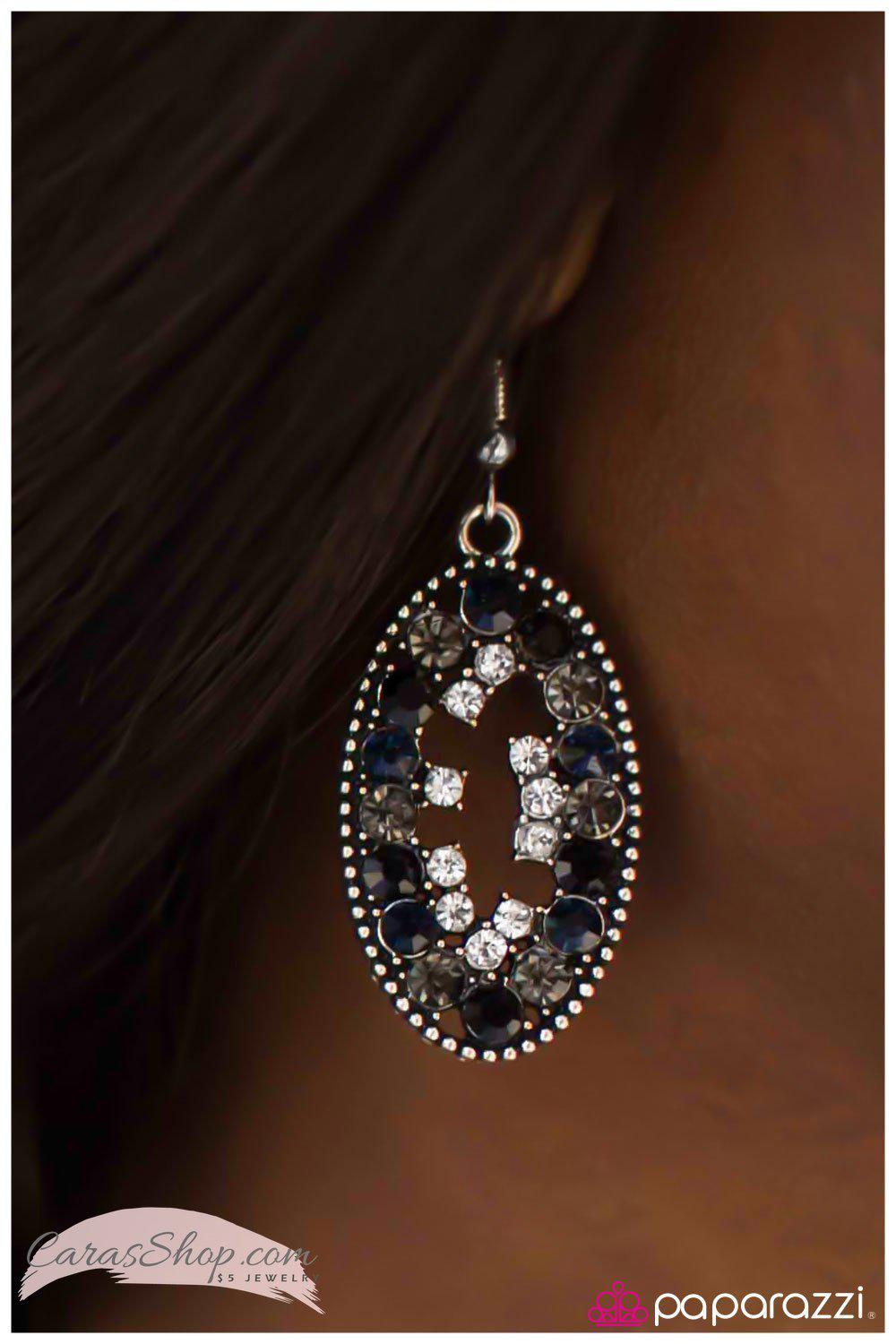 Midnight Mosaic Blue Gem Earrings - Paparazzi Accessories-CarasShop.com - $5 Jewelry by Cara Jewels