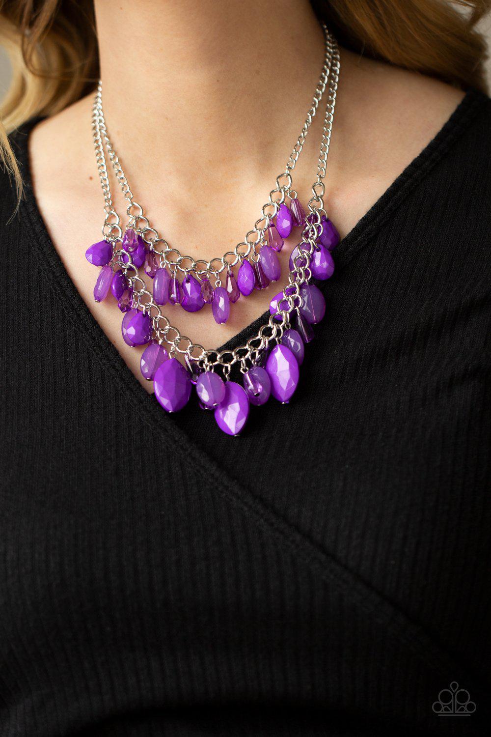 Midsummer Mixer Purple Necklace - Paparazzi Accessories- model - CarasShop.com - $5 Jewelry by Cara Jewels