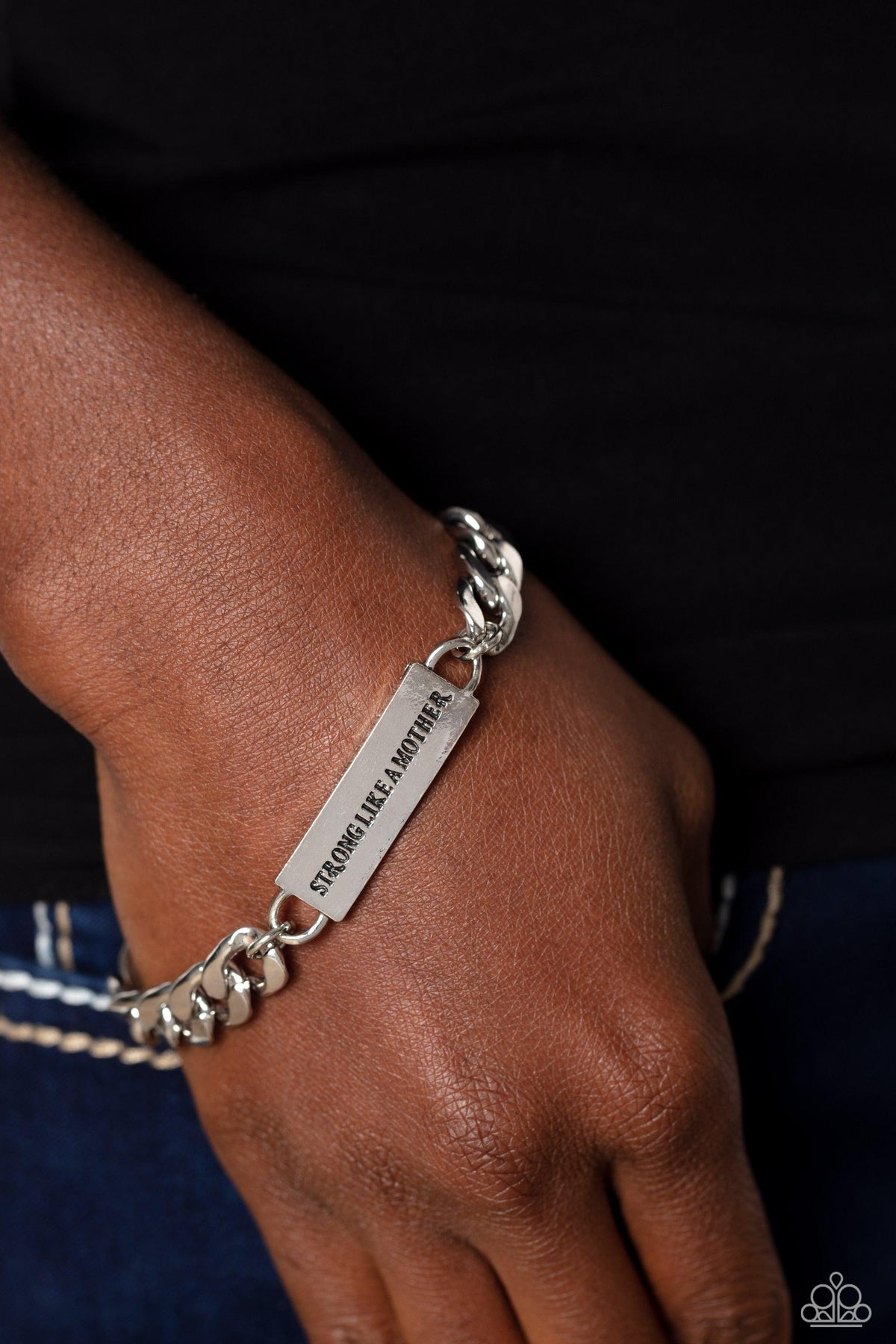 Mighty Matriarch Silver Inspirational Bracelet - Paparazzi Accessories-on model - CarasShop.com - $5 Jewelry by Cara Jewels