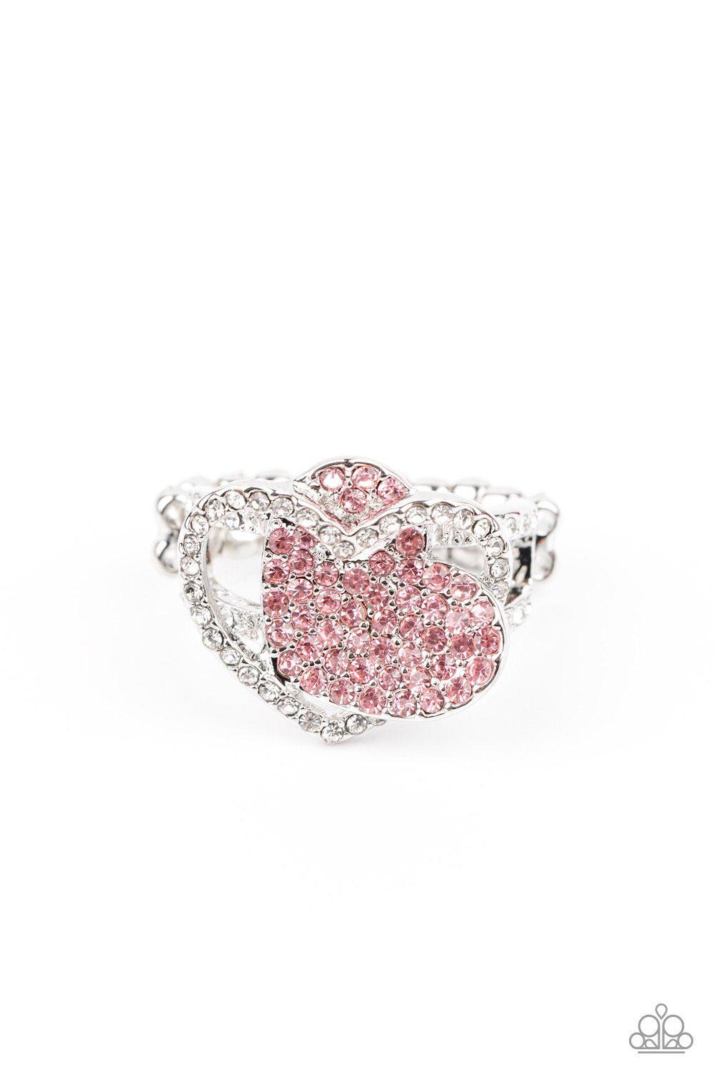 Million Dollar Matchmaker Pink Rhinestone Heart Ring - Paparazzi Accessories - lightbox -CarasShop.com - $5 Jewelry by Cara Jewels