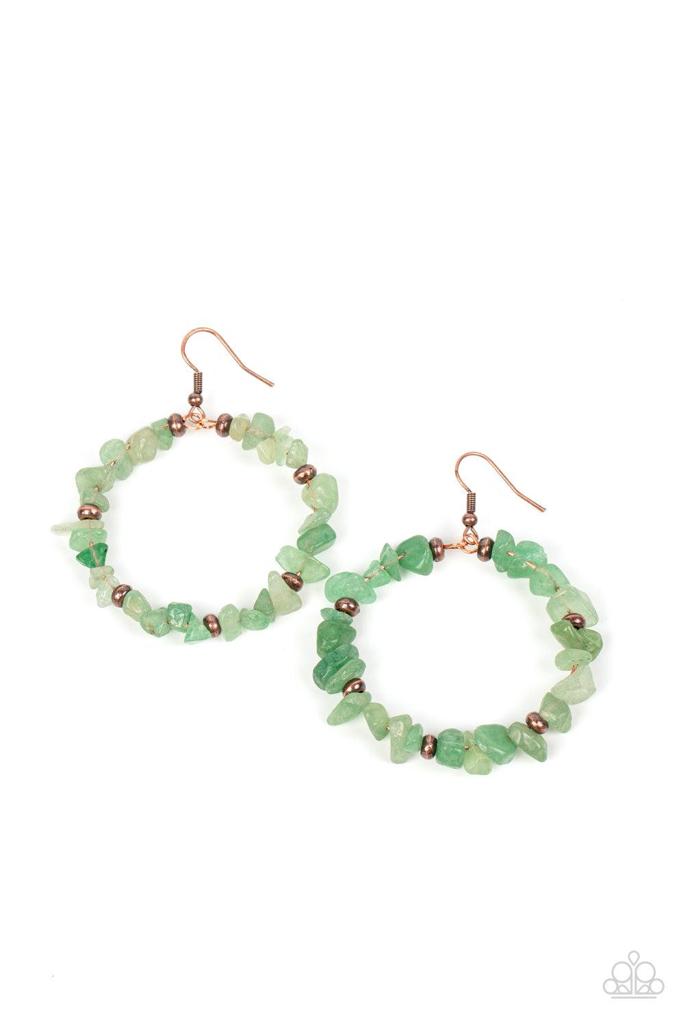 Mineral Mantra Green Jade Stone Earrings - Paparazzi Accessories- lightbox - CarasShop.com - $5 Jewelry by Cara Jewels