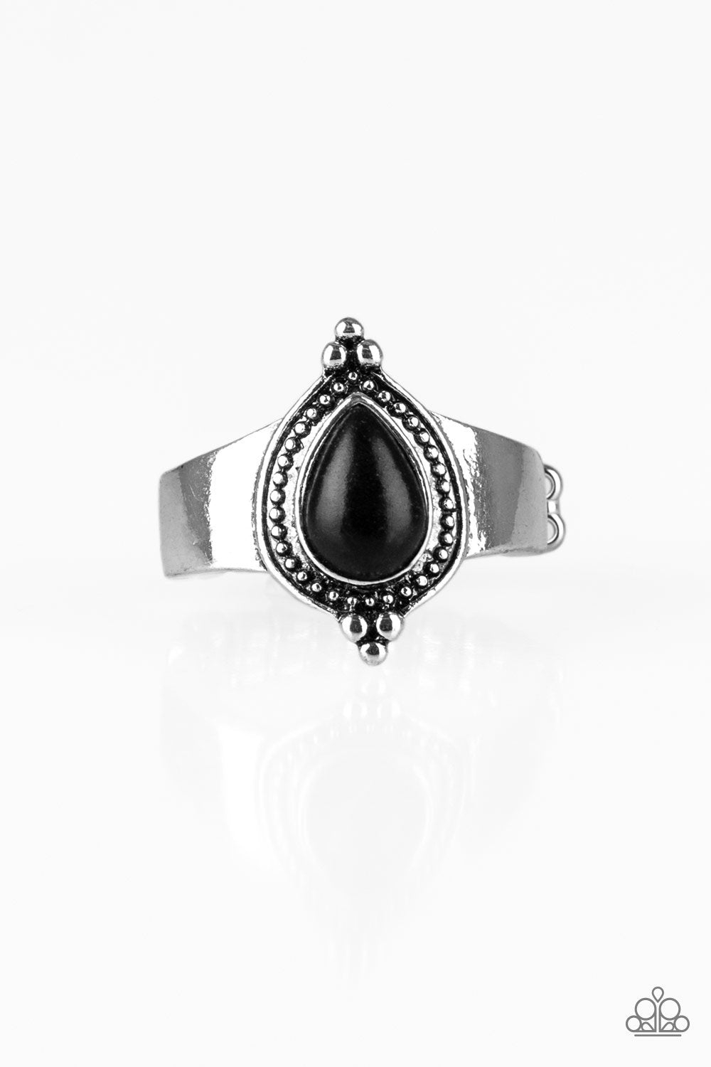 Mineral Minimalist Black Stone and Silver Ring - Paparazzi Accessories-CarasShop.com - $5 Jewelry by Cara Jewels