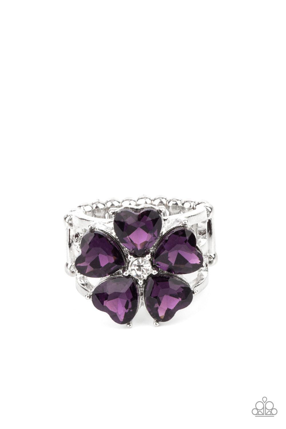 Minnesota Magic Purple Flower Ring - Paparazzi Accessories- lightbox - CarasShop.com - $5 Jewelry by Cara Jewels