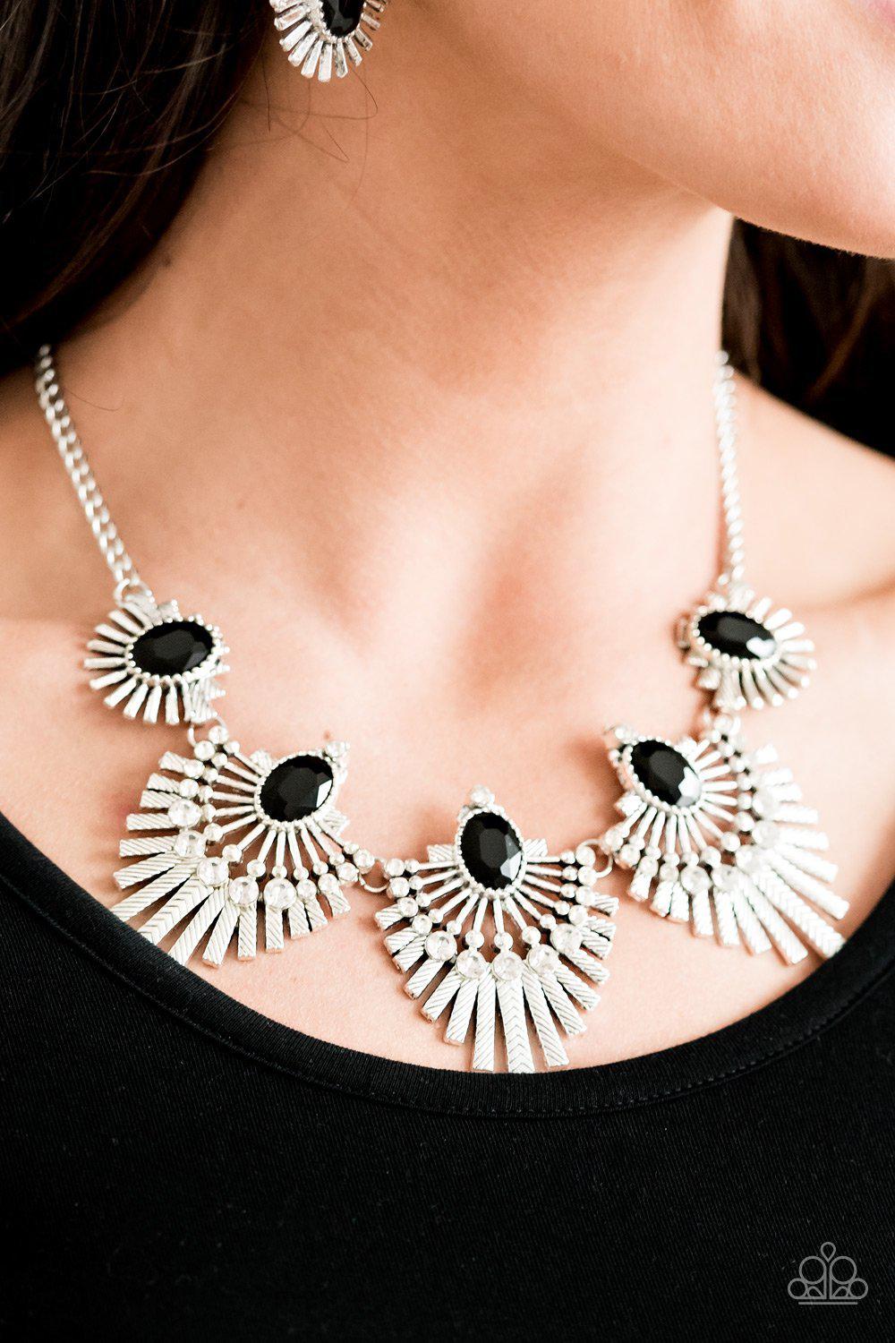 Miss-YOU-niverse Black and Silver Necklace - Paparazzi Accessories-CarasShop.com - $5 Jewelry by Cara Jewels