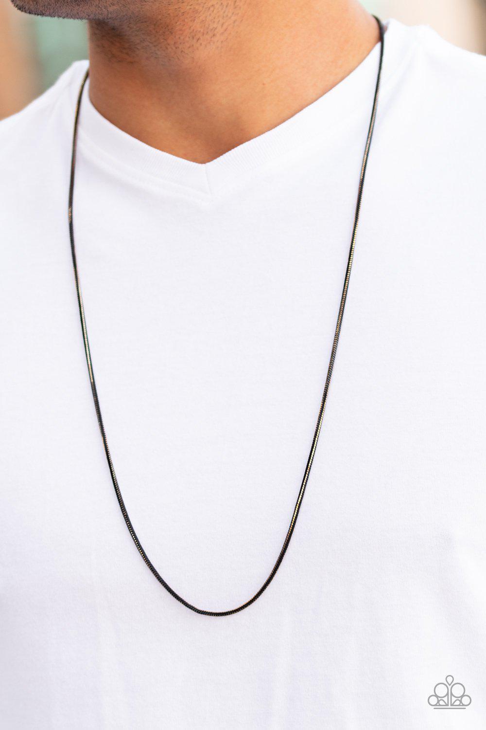 Mixed Mayhem Black and Gold Snake Chain Necklace - Paparazzi Accessories-CarasShop.com - $5 Jewelry by Cara Jewels