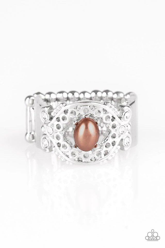 Mod Modest Brown Ring - Paparazzi Accessories- lightbox - CarasShop.com - $5 Jewelry by Cara Jewels