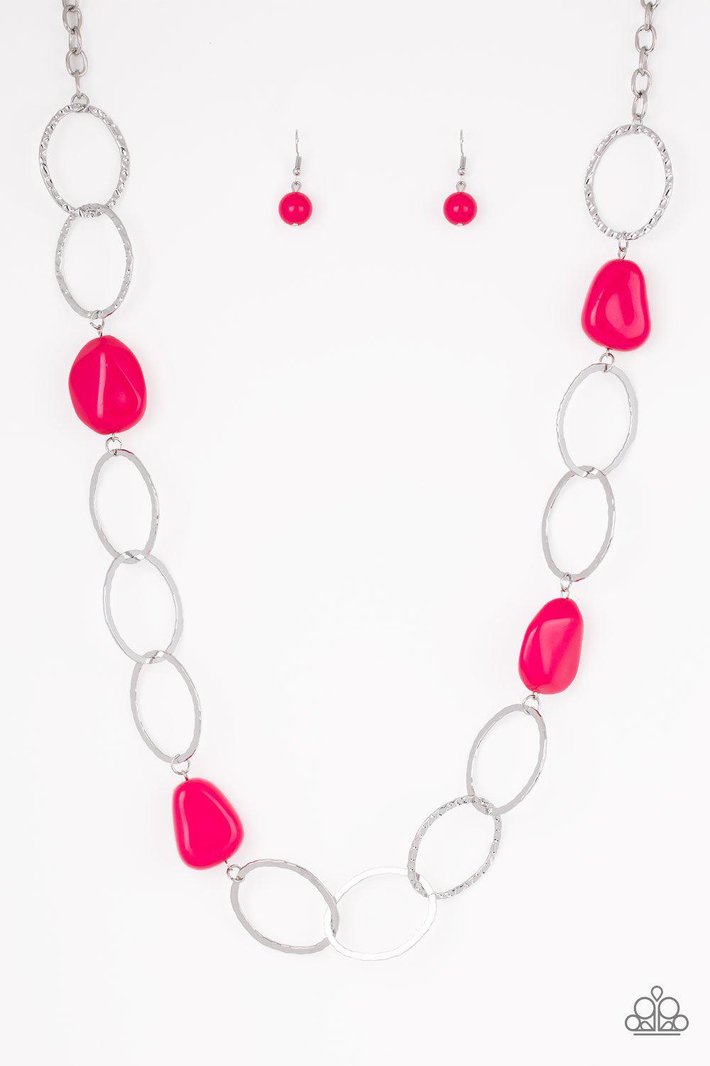 Modern Day Malibu Pink and Silver Necklace - Paparazzi Accessories - lightbox -CarasShop.com - $5 Jewelry by Cara Jewels