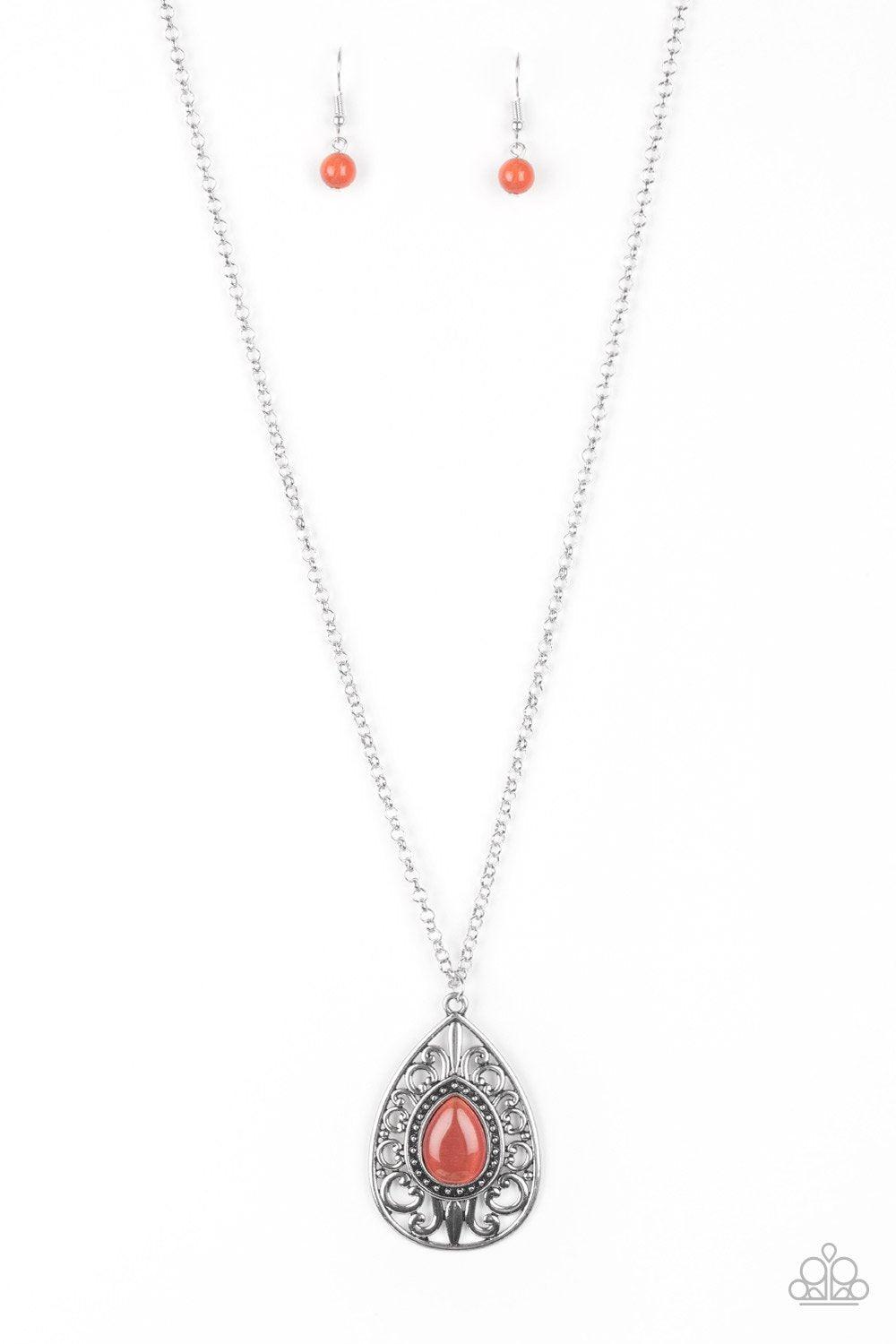 Modern Majesty Orange Moonstone Necklace - Paparazzi Accessories- lightbox - CarasShop.com - $5 Jewelry by Cara Jewels