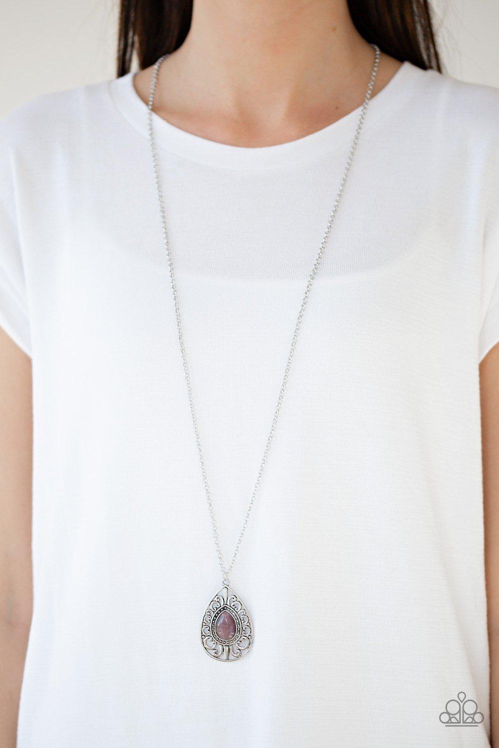 Modern Majesty Purple Moonstone Necklace - Paparazzi Accessories- lightbox - CarasShop.com - $5 Jewelry by Cara Jewels