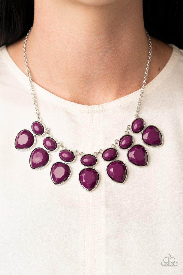 Modern Masquerade Purple Necklace - Paparazzi Accessories- model - CarasShop.com - $5 Jewelry by Cara Jewels