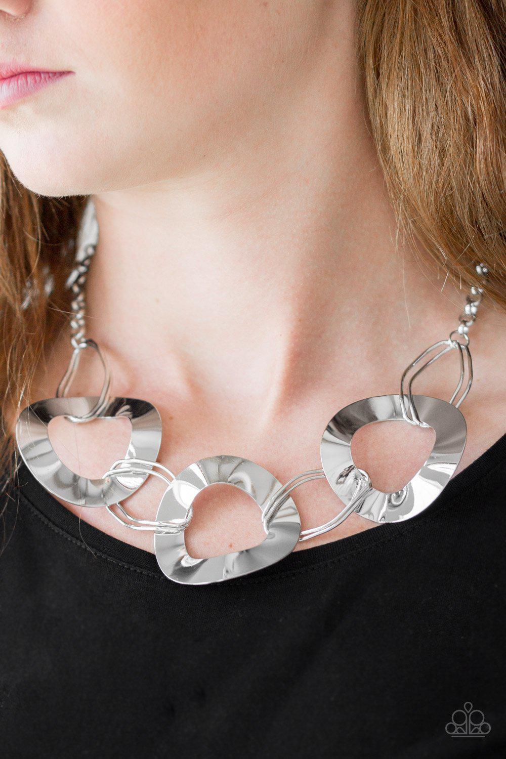 Modern Mechanics Silver Necklace - Paparazzi Accessories-CarasShop.com - $5 Jewelry by Cara Jewels