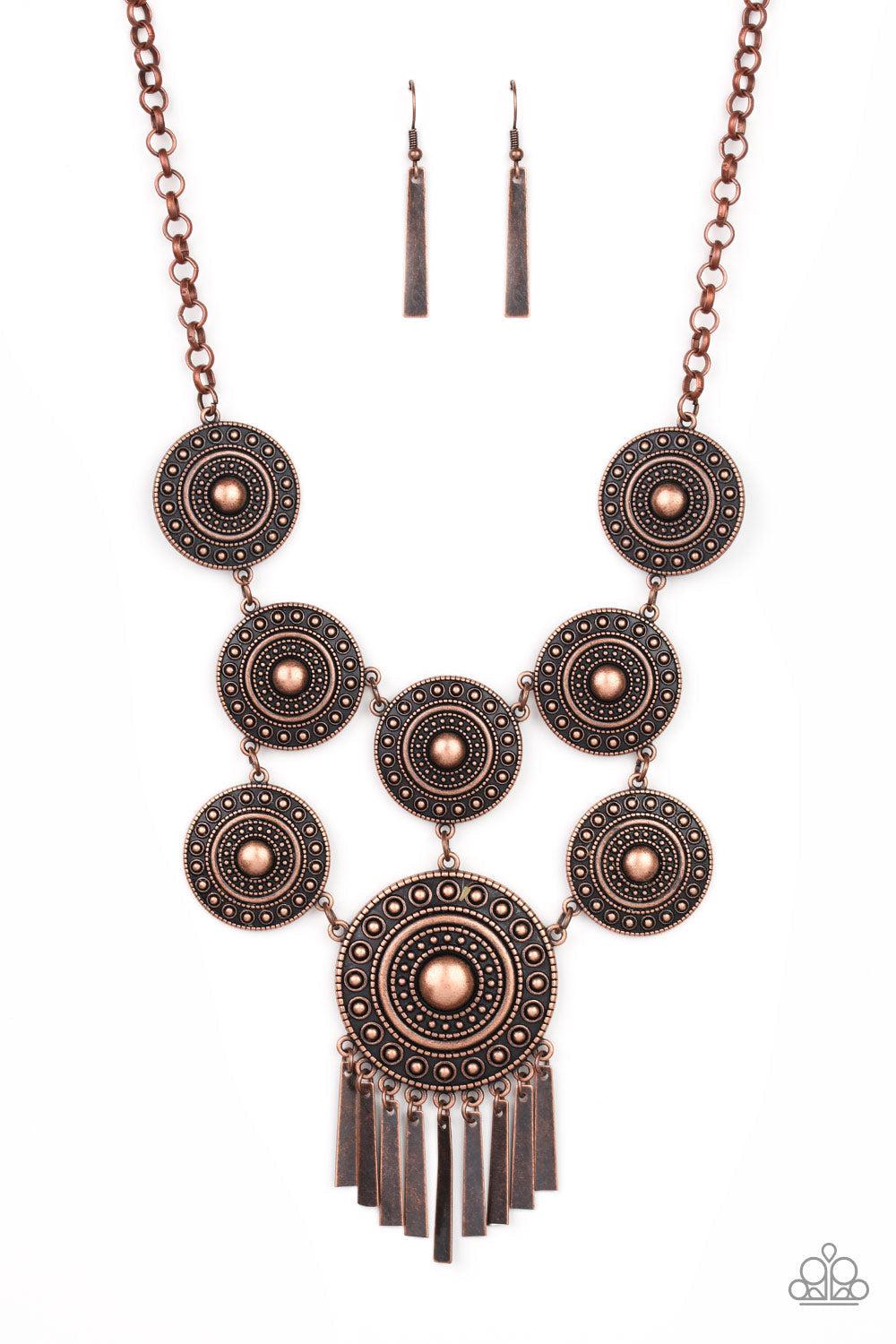 Modern Medalist Copper Necklace - Paparazzi Accessories- lightbox - CarasShop.com - $5 Jewelry by Cara Jewels