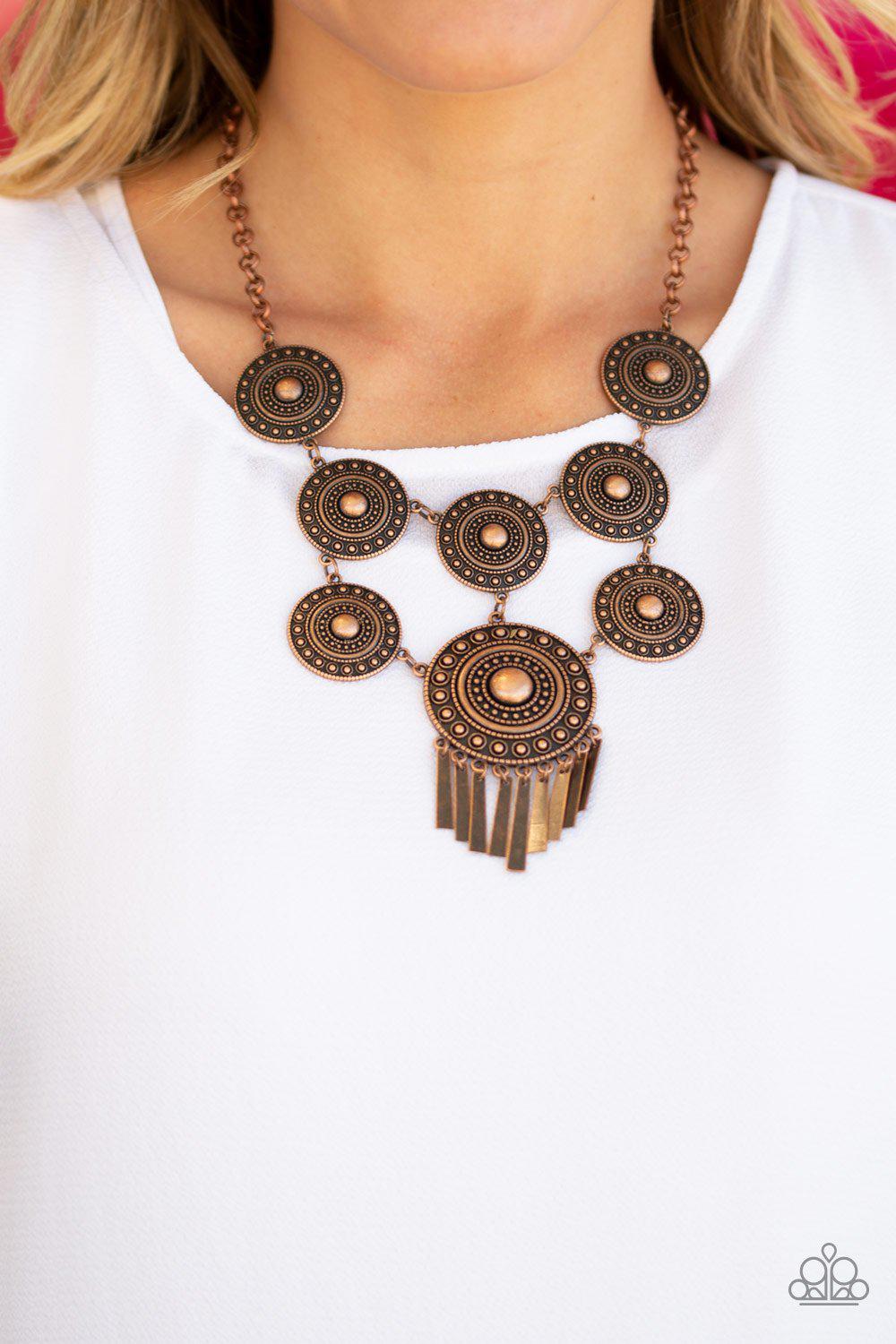 Modern Medalist Copper Necklace - Paparazzi Accessories- lightbox - CarasShop.com - $5 Jewelry by Cara Jewels