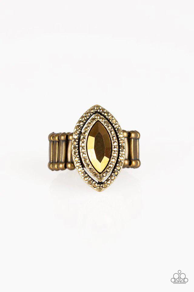 Modern Millionaire Brass Ring - Paparazzi Accessories- lightbox - CarasShop.com - $5 Jewelry by Cara Jewels