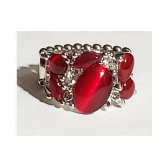 Modern Moonwalk Red Moonstone Ring - Paparazzi Accessories-CarasShop.com - $5 Jewelry by Cara Jewels