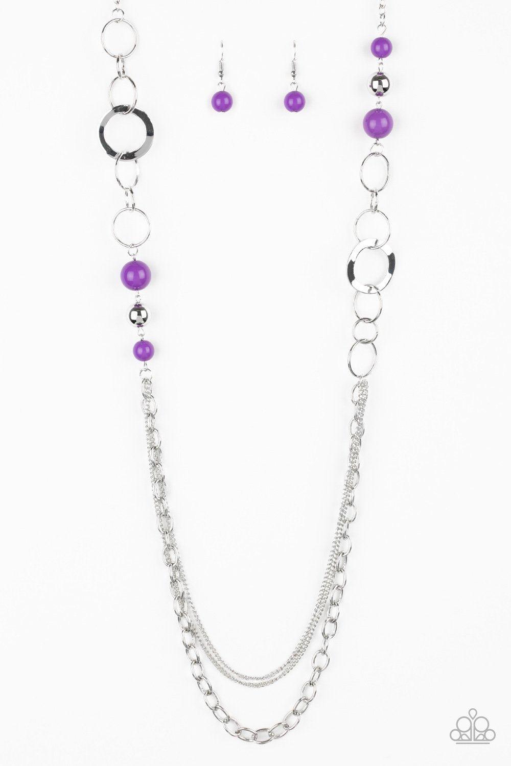 Modern Motley Purple and Silver Necklace - Paparazzi Accessories - lightbox -CarasShop.com - $5 Jewelry by Cara Jewels