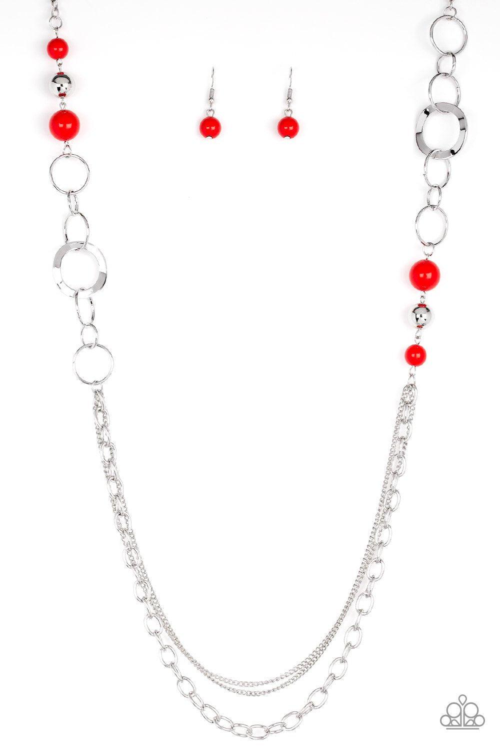 Modern Motley Red Necklace - Paparazzi Accessories - lightbox -CarasShop.com - $5 Jewelry by Cara Jewels