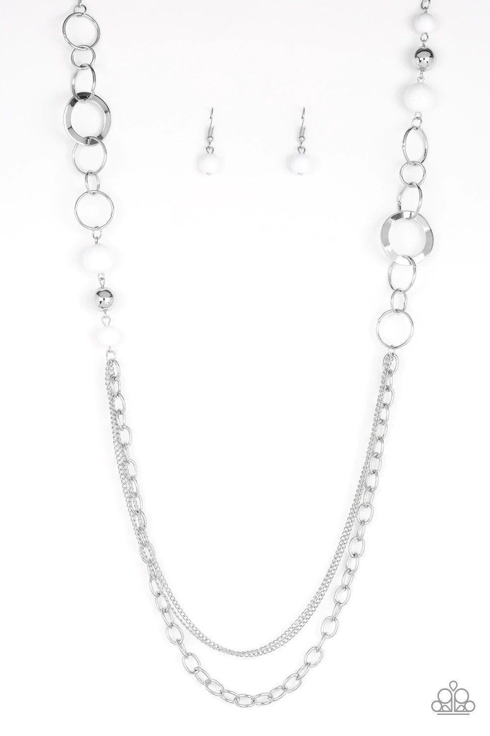 Modern Motley White Necklace - Paparazzi Accessories- lightbox - CarasShop.com - $5 Jewelry by Cara Jewels