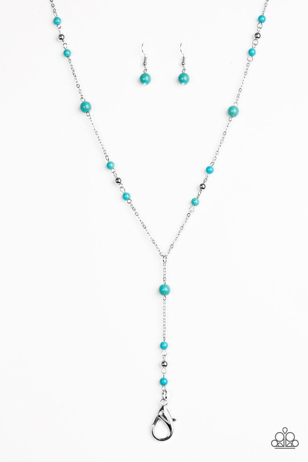 Modern Mountaineer Turquoise Blue Stone Lanyard Necklace - Paparazzi Accessories-CarasShop.com - $5 Jewelry by Cara Jewels
