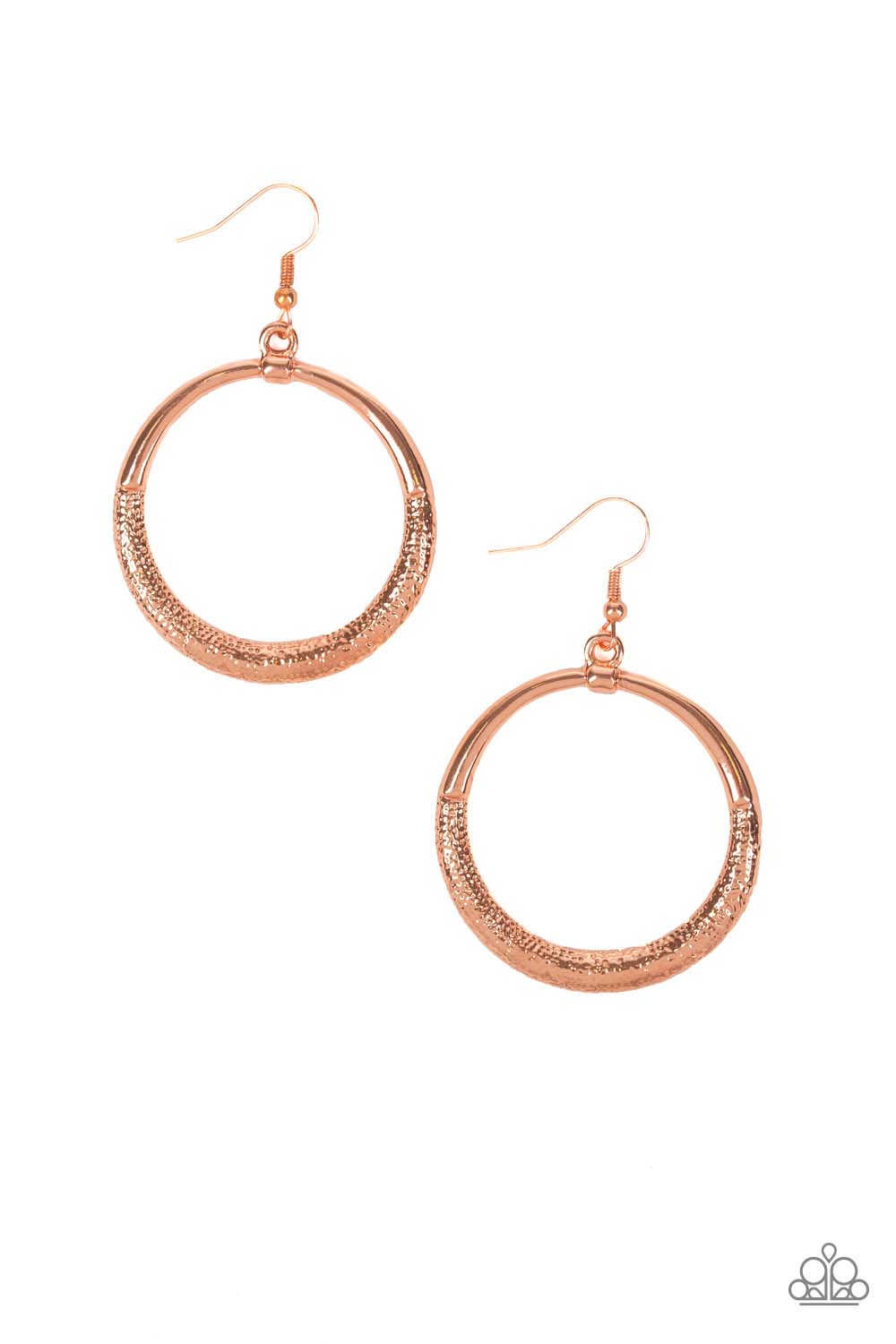Modern Shimmer Copper Earrings - Paparazzi Accessories - lightbox -CarasShop.com - $5 Jewelry by Cara Jewels