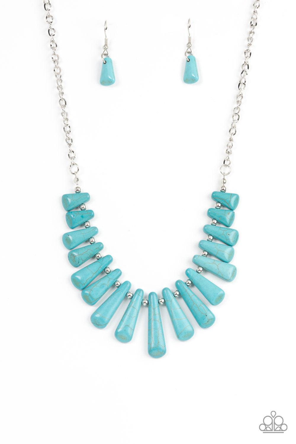 Mojave Empress Turquoise Blue Stone Necklace - Paparazzi Accessories- lightbox - CarasShop.com - $5 Jewelry by Cara Jewels