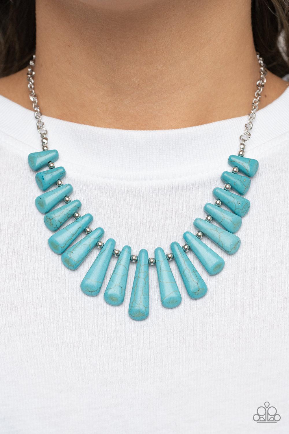 Mojave Empress Turquoise Blue Stone Necklace - Paparazzi Accessories-on model - CarasShop.com - $5 Jewelry by Cara Jewels