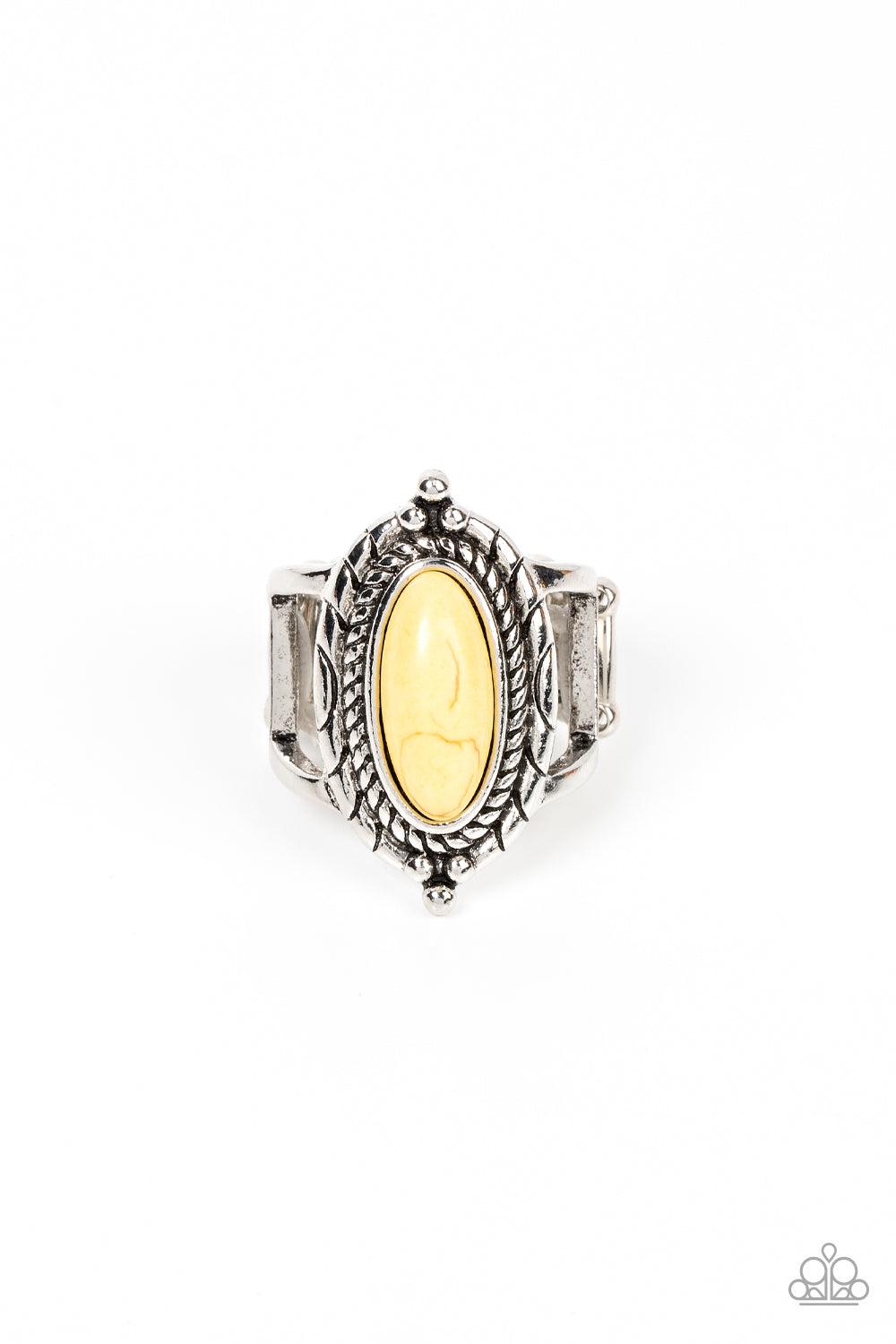 Mojave Metro Yellow Stone Ring - Paparazzi Accessories- lightbox - CarasShop.com - $5 Jewelry by Cara Jewels