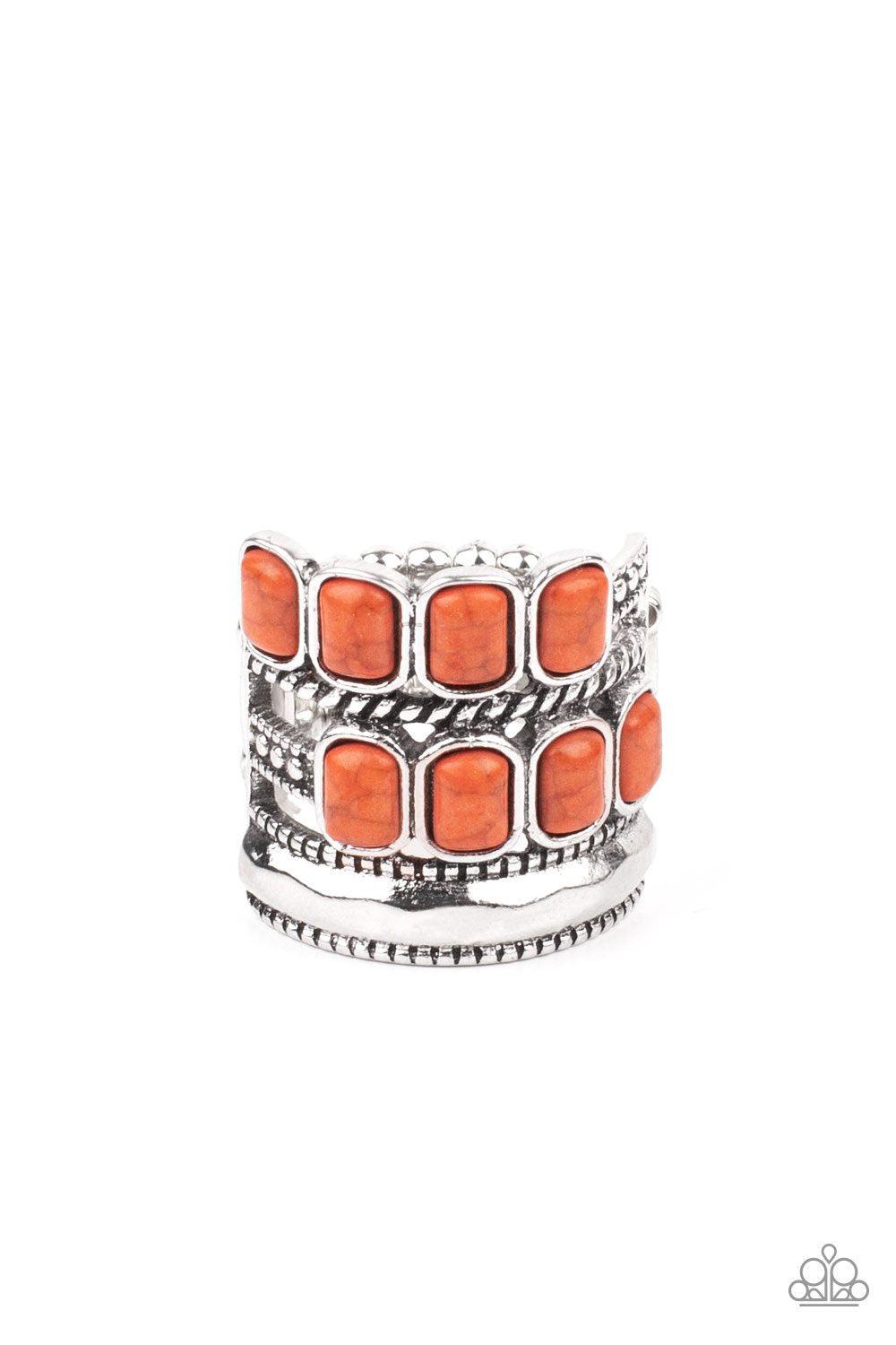 Mojave Monument Orange and Silver Ring - Paparazzi Accessories 2021 Convention Exclusive- lightbox - CarasShop.com - $5 Jewelry by Cara Jewels