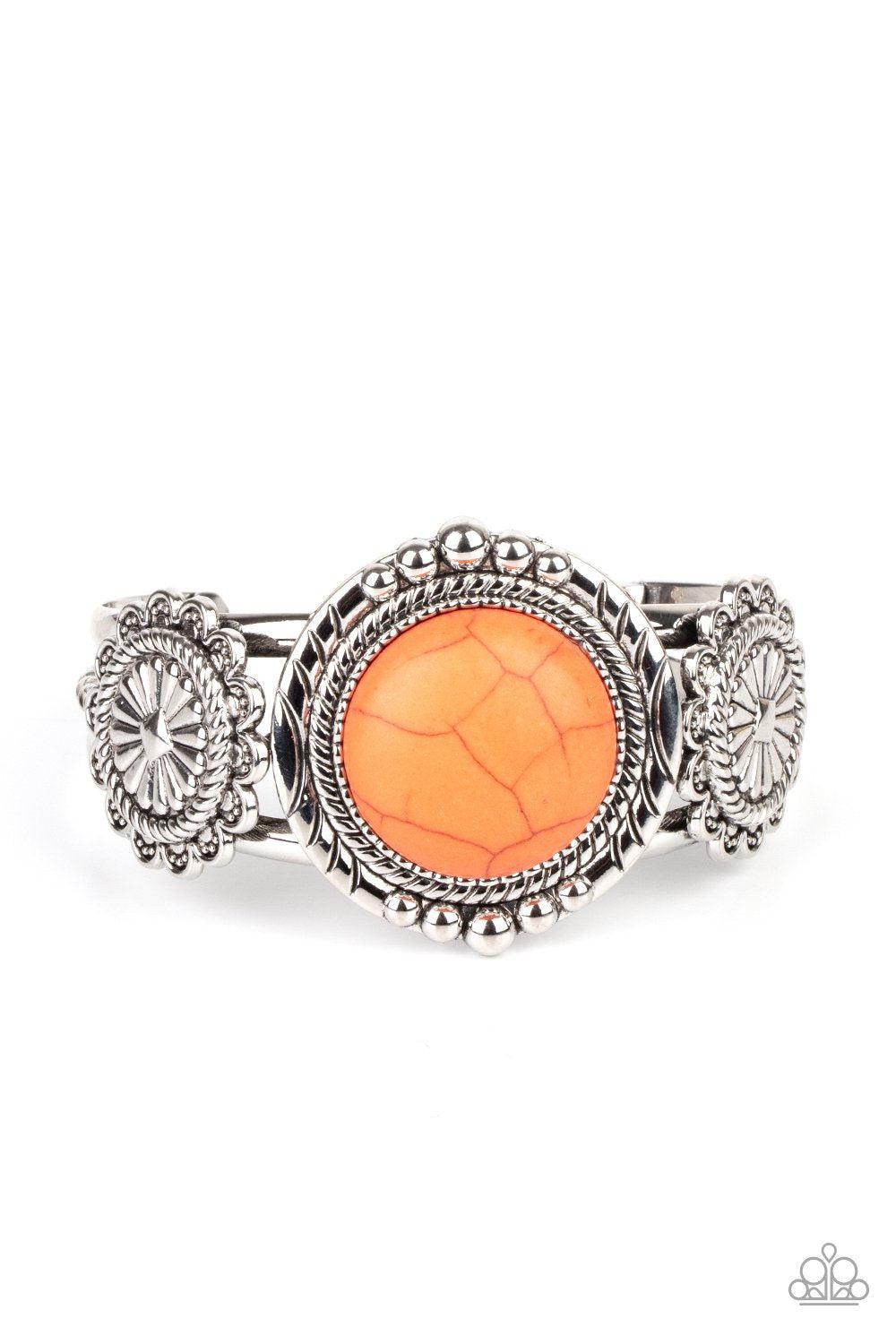 Mojave Motif Orange Stone Cuff Bracelet - Paparazzi Accessories- lightbox - CarasShop.com - $5 Jewelry by Cara Jewels