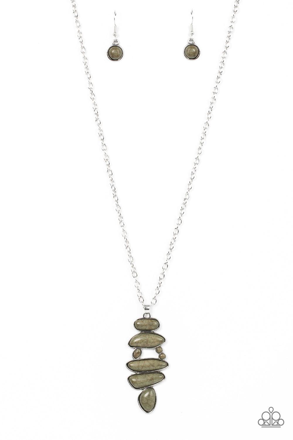 Mojave Mountaineer Olive Green Stone Necklace - Paparazzi Accessories- lightbox - CarasShop.com - $5 Jewelry by Cara Jewels