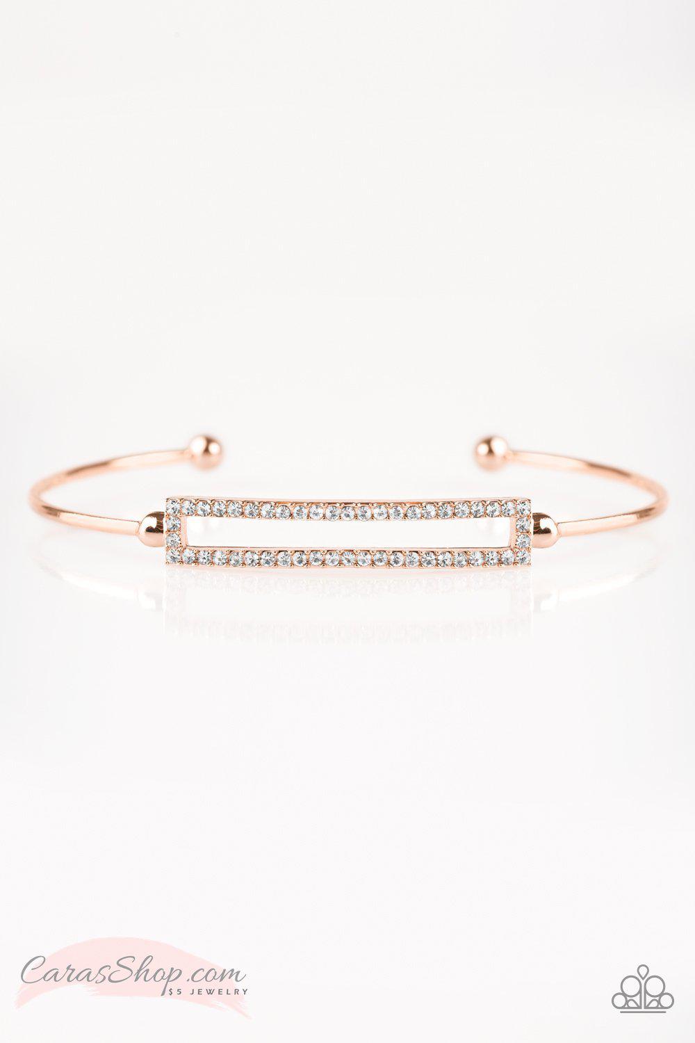 Money In The Bank - Rose Gold Cuff Bracelet - Paparazzi Accessories-CarasShop.com - $5 Jewelry by Cara Jewels