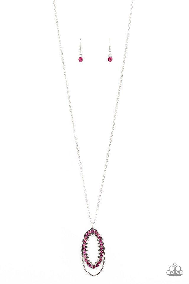 Money Mood Pink Rhinestone Necklace - Paparazzi Accessories - lightbox -CarasShop.com - $5 Jewelry by Cara Jewels