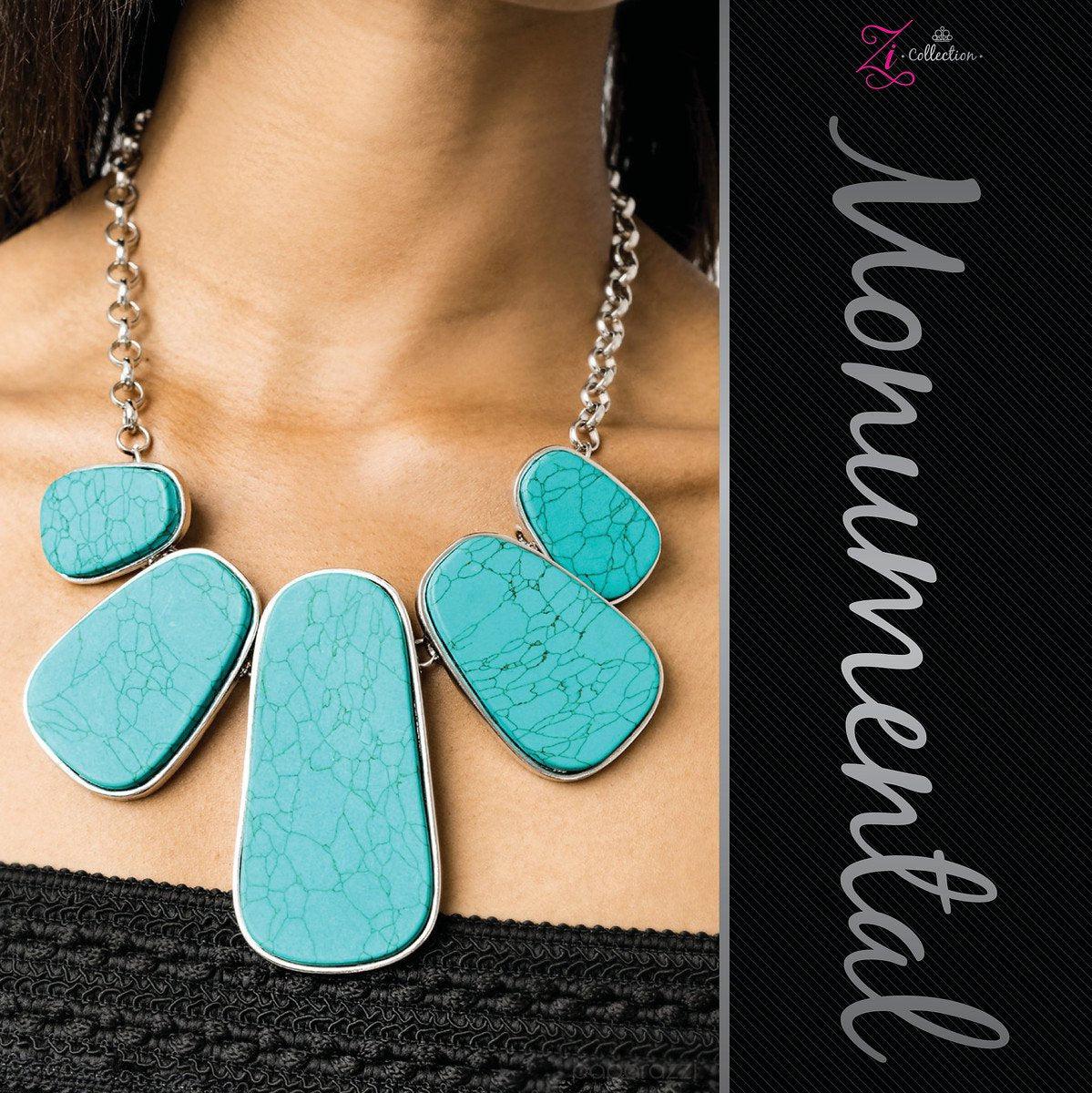 Monumental 2019 Zi Collection Necklace and matching Earrings - Paparazzi Accessories-CarasShop.com - $5 Jewelry by Cara Jewels