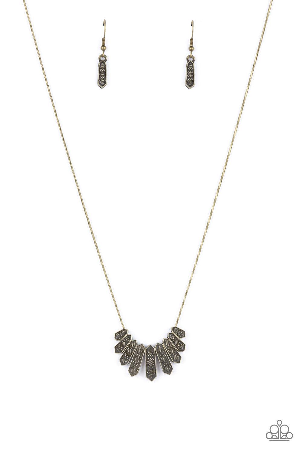 Monumental March Brass Necklace - Paparazzi Accessories- lightbox - CarasShop.com - $5 Jewelry by Cara Jewels