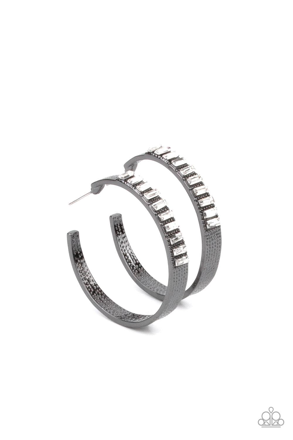 More to Love Gunmetal Black Hoop Earrings - Paparazzi Accessories- lightbox - CarasShop.com - $5 Jewelry by Cara Jewels