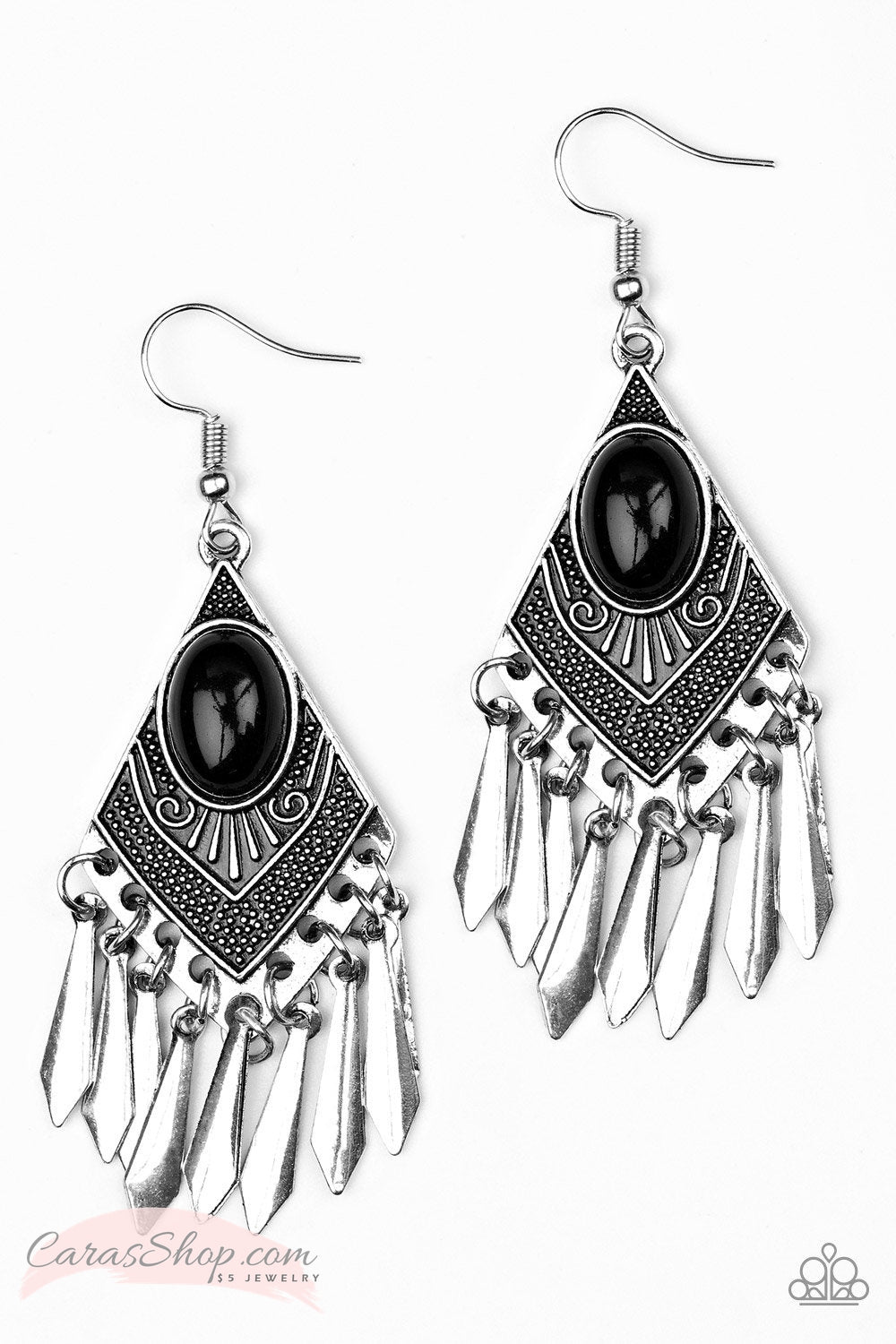 Mostly Monte-ZUMBA - Black Earrings - Paparazzi Accessories-CarasShop.com - $5 Jewelry by Cara Jewels