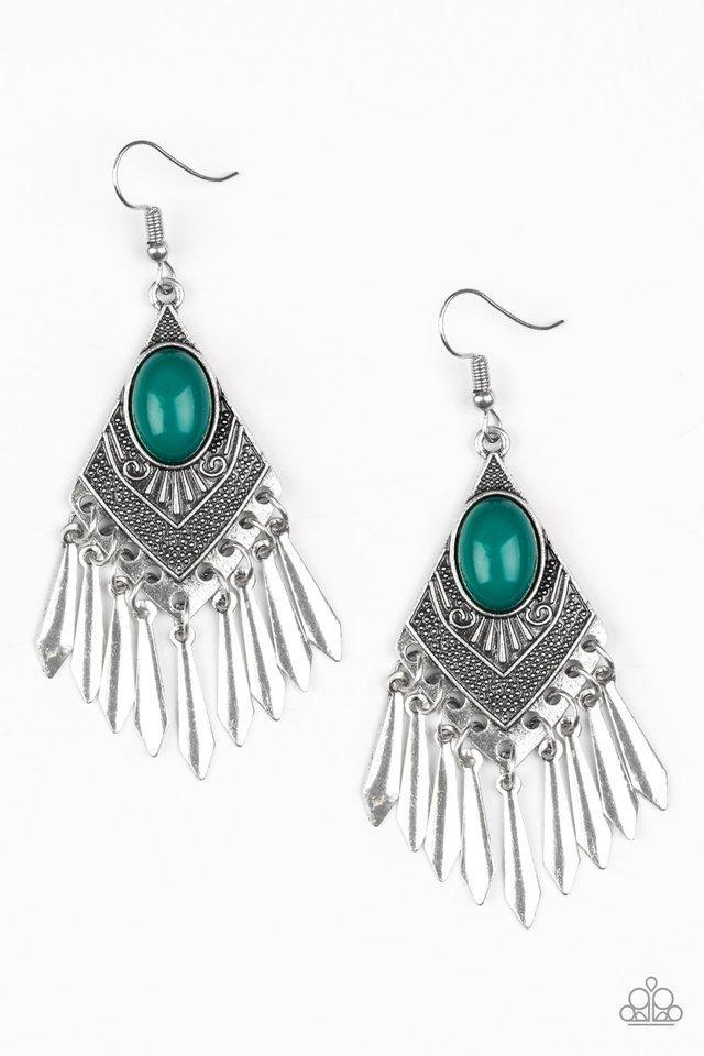Mostly Monte-ZUMBA Green and Silver Earrings - Paparazzi Accessories - lightbox -CarasShop.com - $5 Jewelry by Cara Jewels