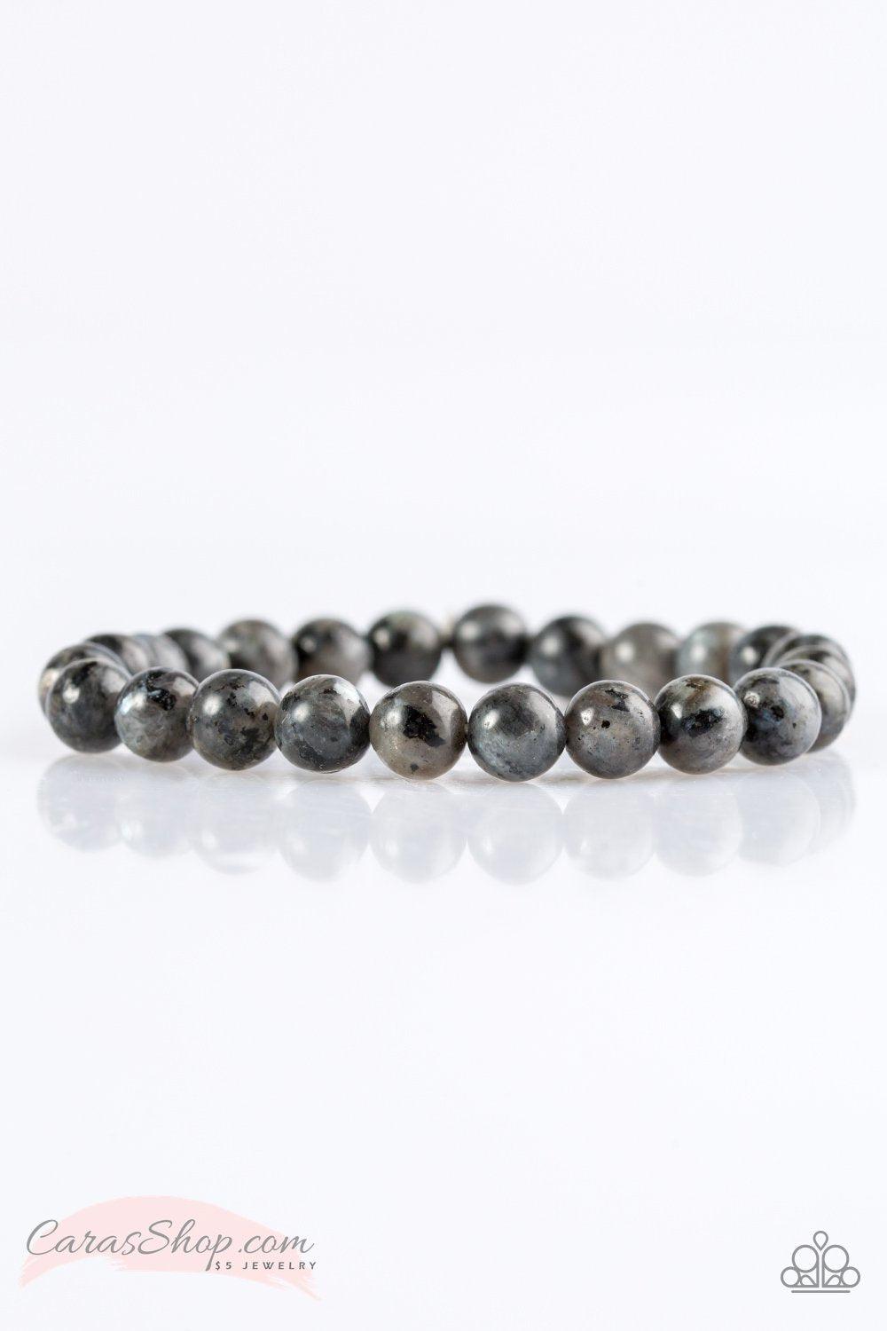 Motivation - Silver Stone Stretch Bracelet - Paparazzi Accessories-CarasShop.com - $5 Jewelry by Cara Jewels