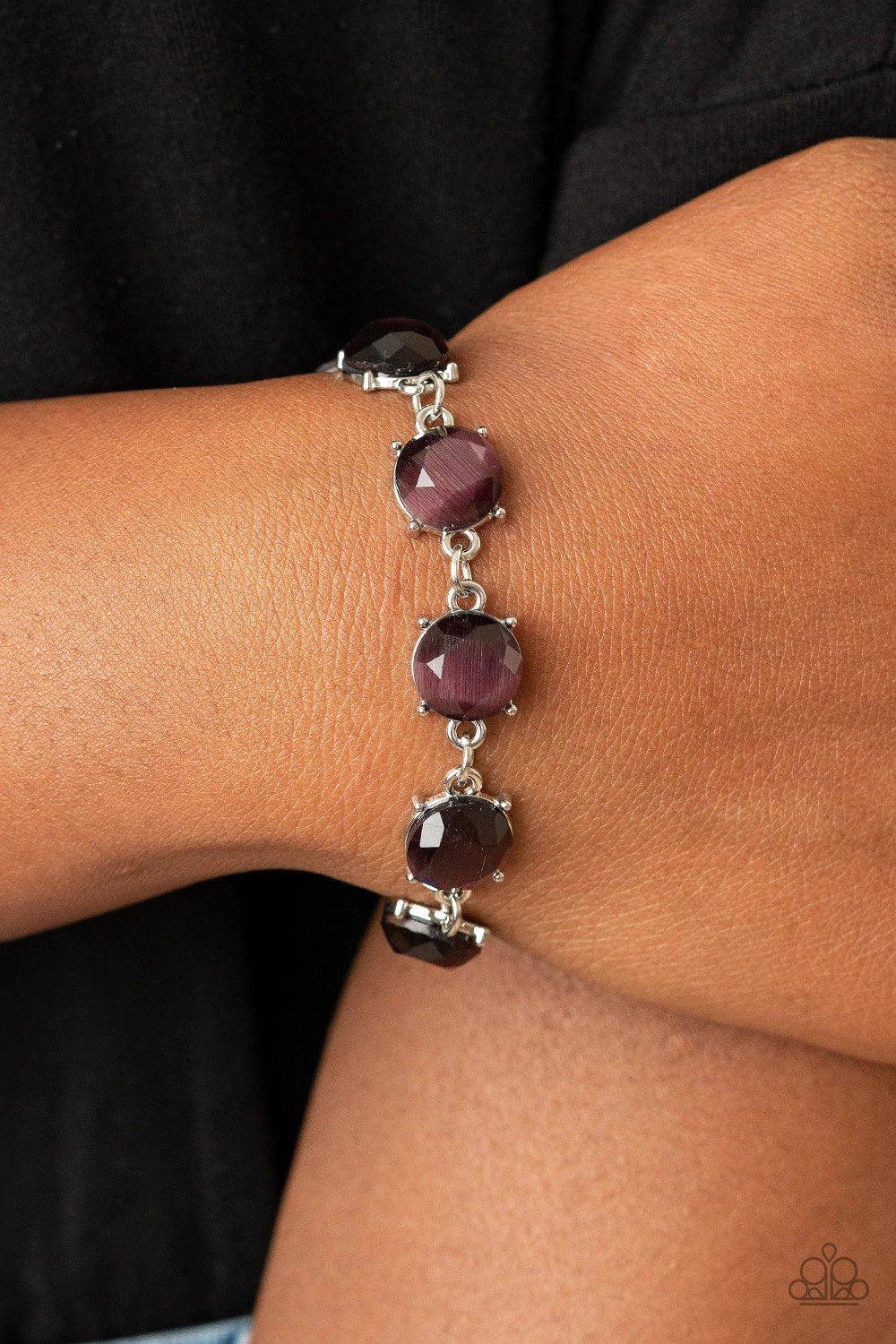 Ms. GLOW-It-All Purple Cat's Eye Bracelet - Paparazzi Accessories- lightbox - CarasShop.com - $5 Jewelry by Cara Jewels