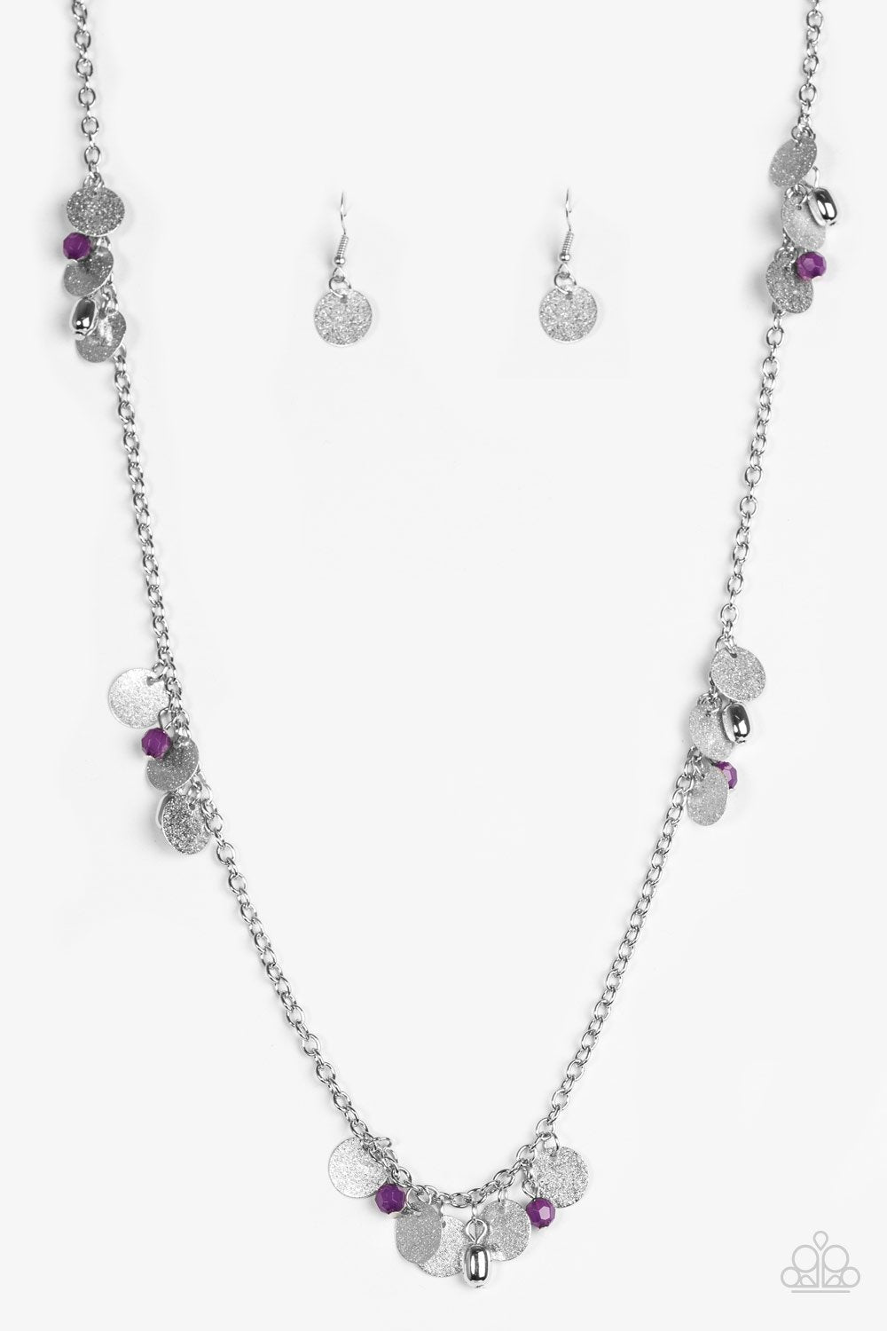 Musical Expression Silver and Purple Necklace - Paparazzi Accessories-CarasShop.com - $5 Jewelry by Cara Jewels