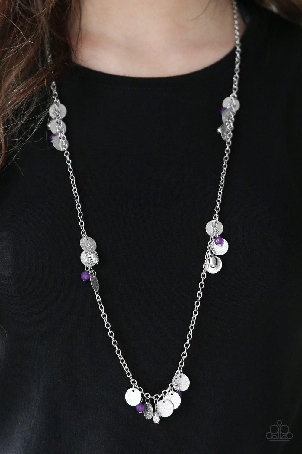 Musical Expression Silver and Purple Necklace - Paparazzi Accessories-CarasShop.com - $5 Jewelry by Cara Jewels